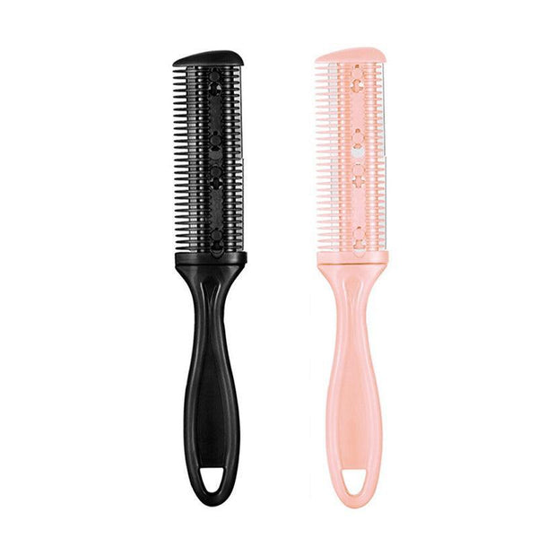 2Pcs Razor Comb With Blades Trimmer Diy Double Sides Hair Thinning Pink+Black Brushes & Combs
