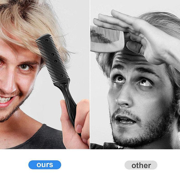 2Pcs Razor Comb With Blades Trimmer Diy Double Sides Hair Thinning Pink+Black Brushes & Combs