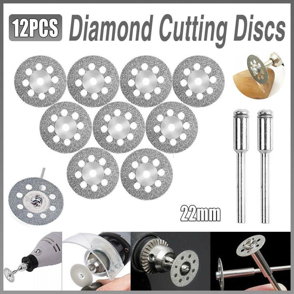 12Pcs Diamond Cut Discs Blades Drill Bit Set For Dremel Rotary Tool Multi Use Drill Bits