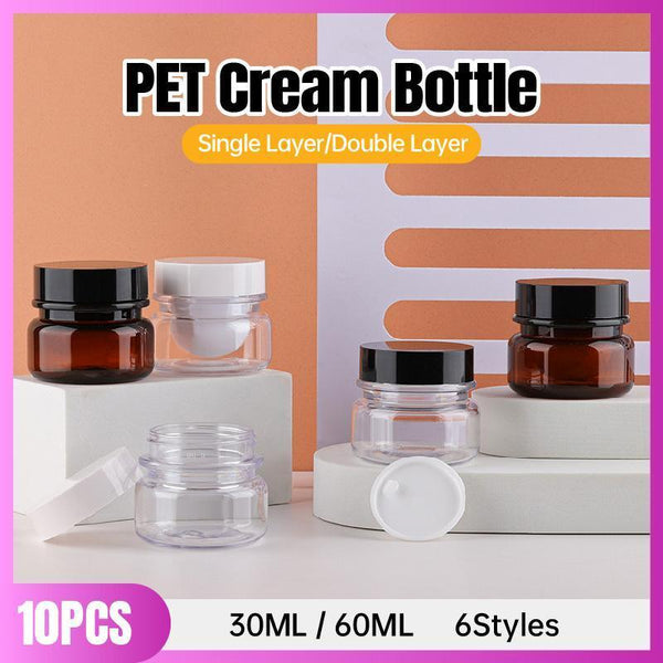 10Pcs Pet Plastic Cosmetic Bottles Refillable Travel Face Cream Containers 30Ml Brown+Black Double Travel Bottles & Containers