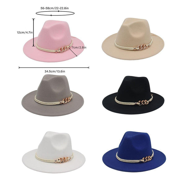 Jazz Hat Autumn Winter Retro Large Brim For Men And Women Stylish Headwear Beige Hats & Headwear