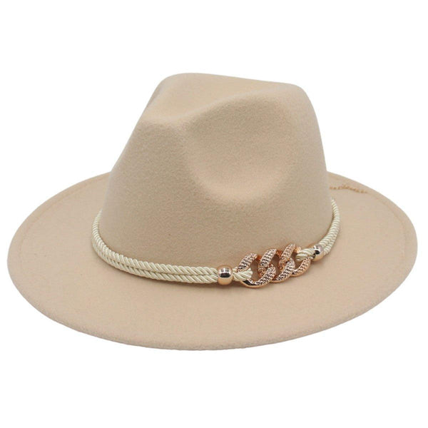 Jazz Hat Autumn Winter Retro Large Brim For Men And Women Stylish Headwear Beige Hats & Headwear