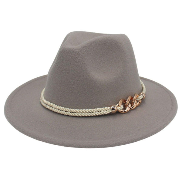Jazz Hat Autumn Winter Retro Large Brim For Men And Women Stylish Headwear Beige Hats & Headwear