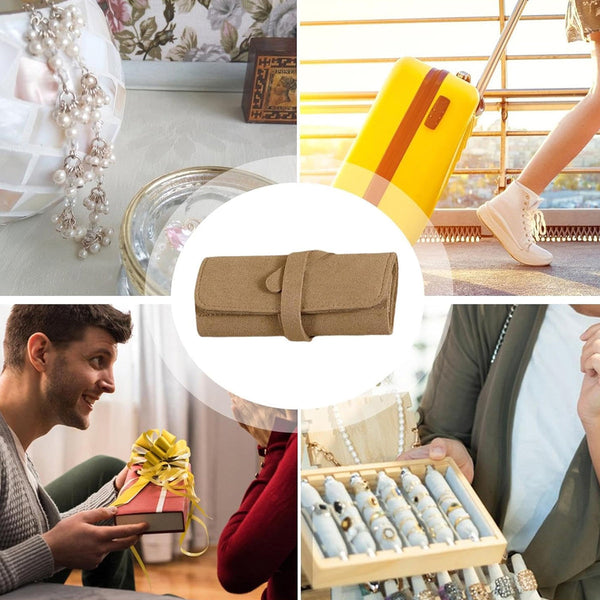 Microfiber Jewelry Storage Bag Roll Organizer For Earrings Necklaces Purple Jewellery Holders & Organisers