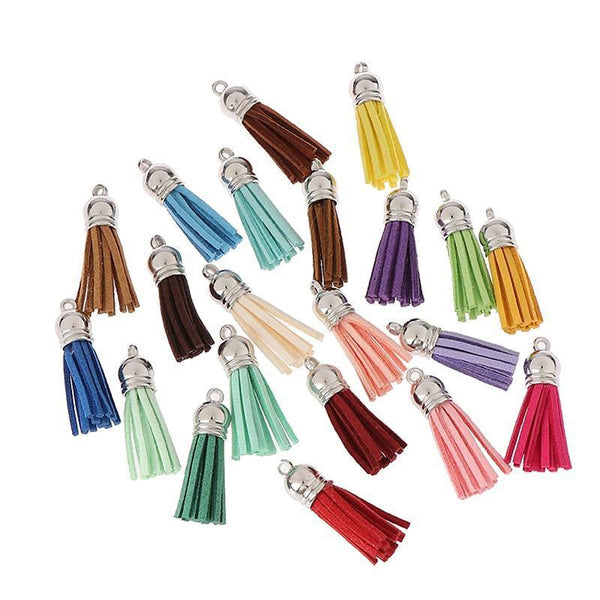 50X Leather Key Chain Ring Tassel Pendants Bulk Mixed Diy Crafts Jewelry Making Charms & Pendants