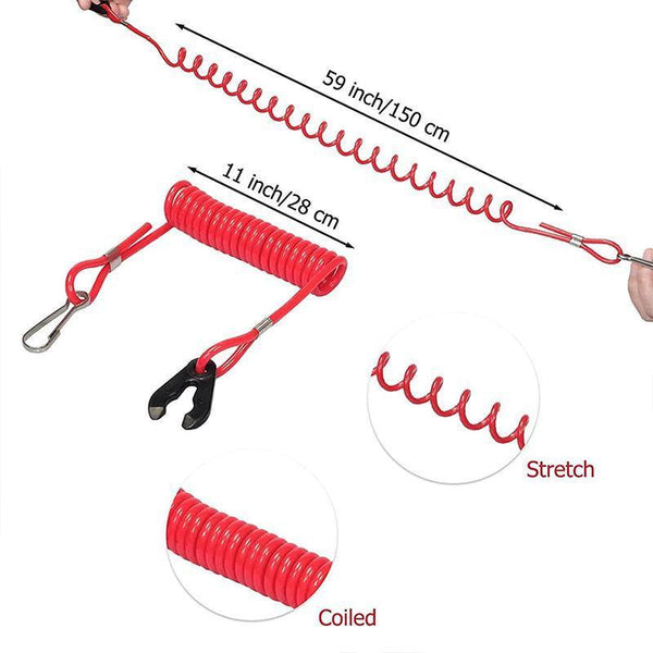 Boat Outboard Engine Motor Kill Stop Switch Emergency Tether Lanyard For Yamaha Other Safety Equipment