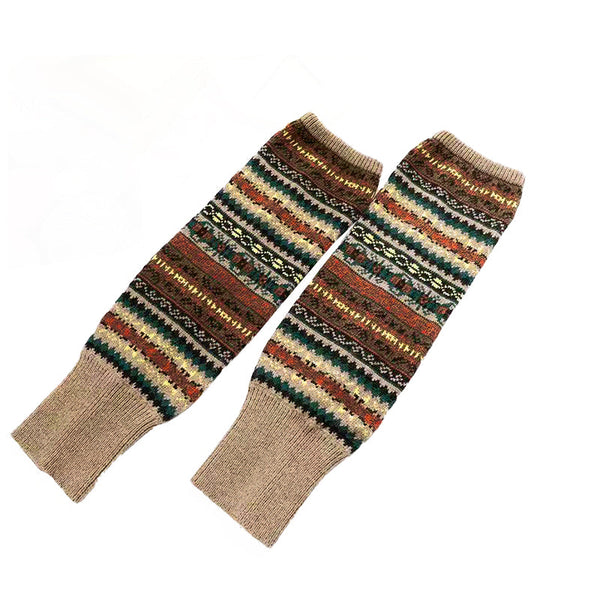 Women Ladies Winter Warm Knit Wool Leg Warmer Woolen Knee Socks Leggings Khaki Leg Warmers