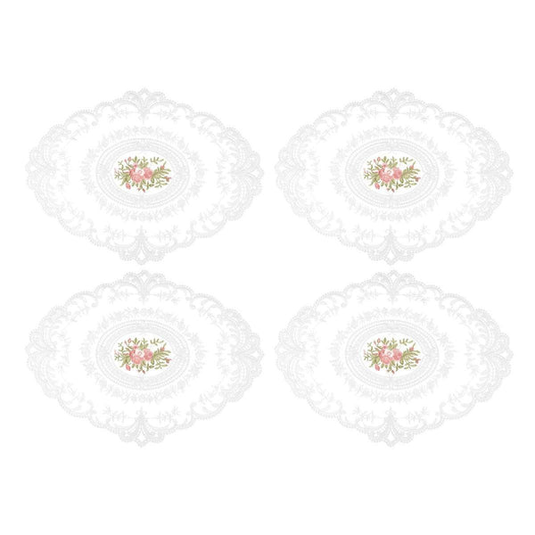 4 Pack Retro Lace Oval 31X42cm French Crochet Doilies Colors Set Sky Blue Placemats