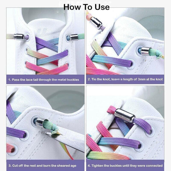 No Tie Locked Elastic Shoelace Lace Lazy Laces Sneakers Sports No.19 Glitter Yellow Shoe Laces