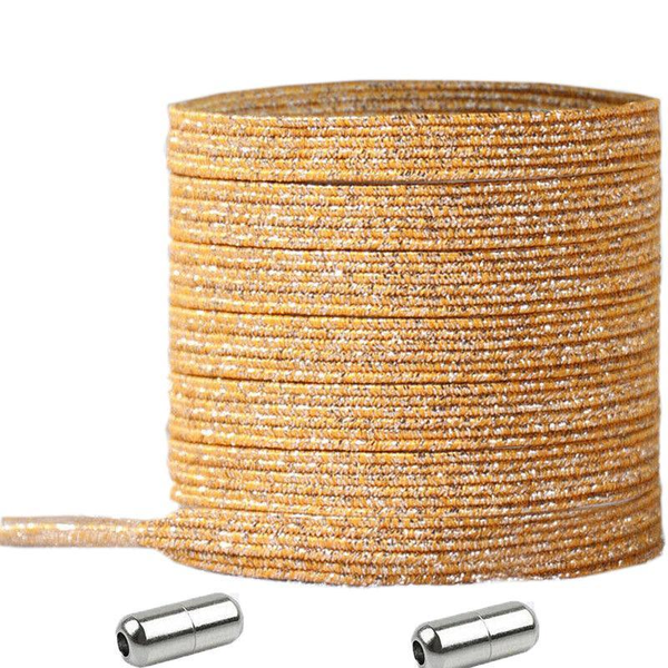 No Tie Locked Elastic Shoelace Lace Lazy Laces Sneakers Sports No.19 Glitter Yellow Shoe Laces