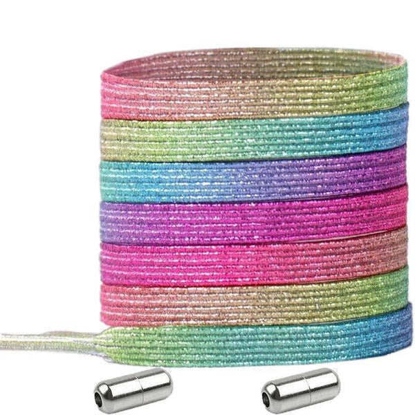 No Tie Locked Elastic Shoelace Lace Lazy Laces Sneakers Sports No.4 Rainbow Pink Shoe Laces