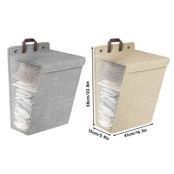 Foldable Laundry Basket Wall Mounted Clothes Storage Household Organizer Grey Laundry Baskets & Hampers