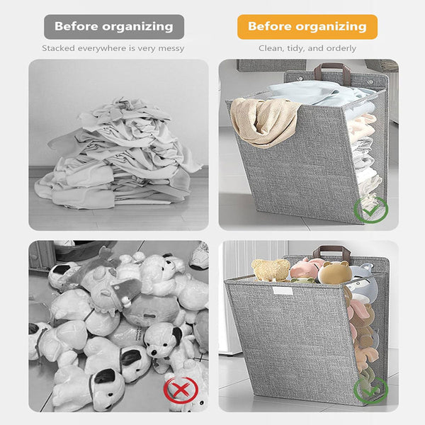 Foldable Laundry Basket Wall Mounted Clothes Storage Household Organizer Grey Laundry Baskets & Hampers