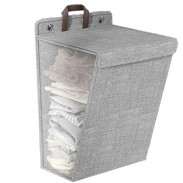 Foldable Laundry Basket Wall Mounted Clothes Storage Household Organizer Grey Laundry Baskets & Hampers