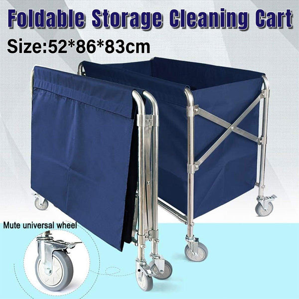 Folding Linen Trolley With Hand Push Design For Storage Room Cleaning Service Storage Bins & Baskets