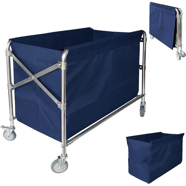 Folding Linen Trolley With Hand Push Design For Storage Room Cleaning Service Storage Bins & Baskets