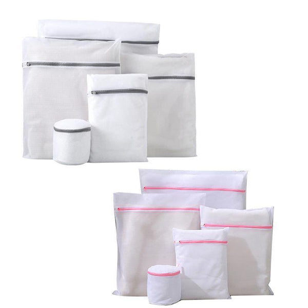 5Pcs Zipper Mesh Set Clothes Washing Organiser For Delicates Grey Laundry Bags