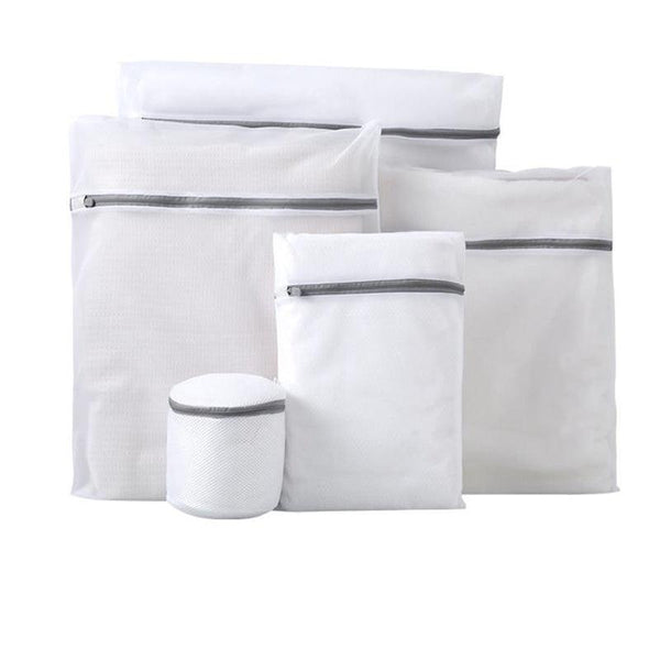 5Pcs Zipper Mesh Set Clothes Washing Organiser For Delicates Grey Laundry Bags