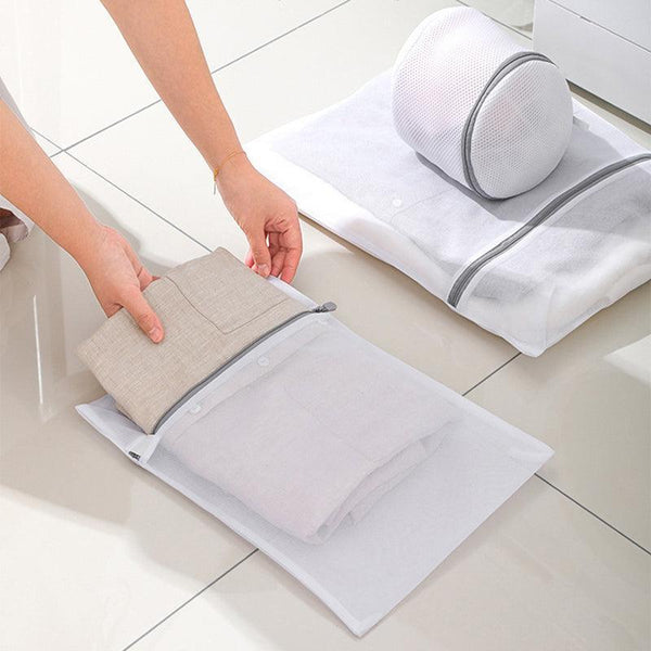 5Pcs Zipper Mesh Set Clothes Washing Organiser For Delicates Pink Laundry Bags