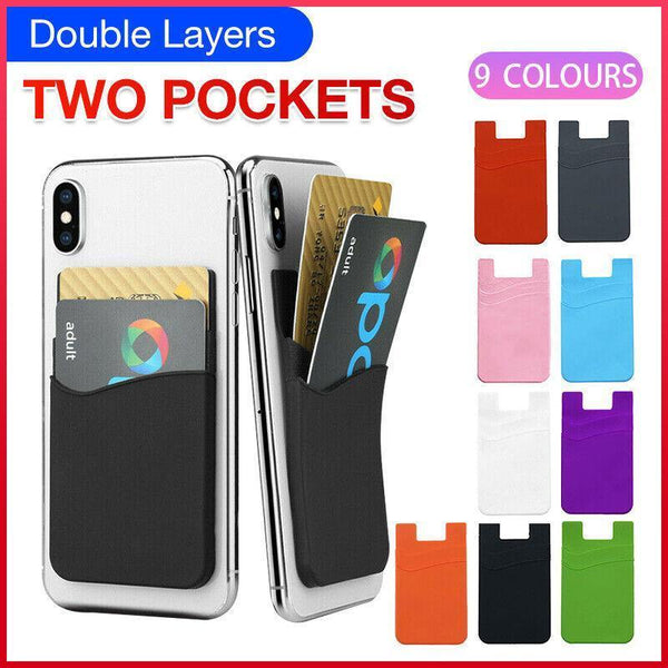 Silicone Phone Card Holder Double Layer Adhesive Wallet With 3M Backing Cases Covers & Skins