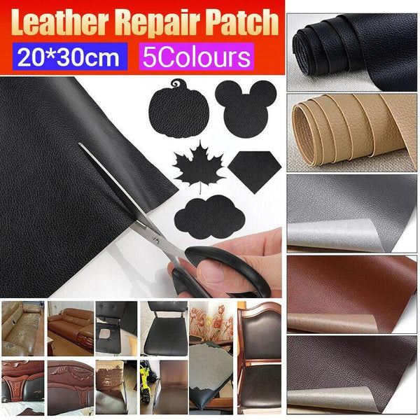 2X Self Adhesive Leather Repair Patches Kit For Sofa Couch Auto Interior Use Dark Grey Other Leather Tools