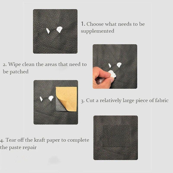 2X Self Adhesive Leather Repair Patches Kit For Sofa Couch Auto Interior Use Dark Grey Other Leather Tools
