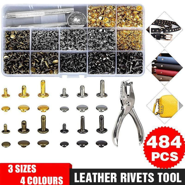 Leather Rivets Tool Metal Stud Set Double Cap Fixing Belt Repair Diy Kit Craft Leather Punching Tools