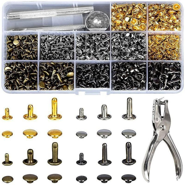 Leather Rivets Tool Metal Stud Set Double Cap Fixing Belt Repair Diy Kit Craft Leather Punching Tools