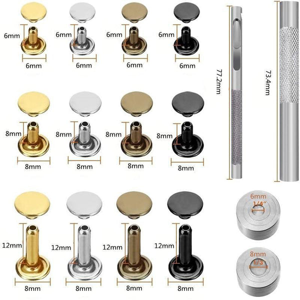 Leather Rivets Tool Metal Stud Set Double Cap Fixing Belt Repair Diy Kit Craft Leather Punching Tools