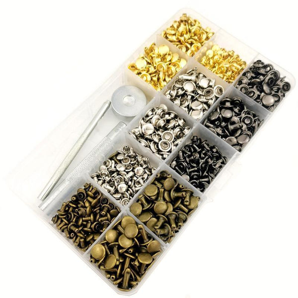 Leather Rivets Tool Metal Stud Set Double Cap Fixing Belt Repair Diy Kit Craft Leather Punching Tools