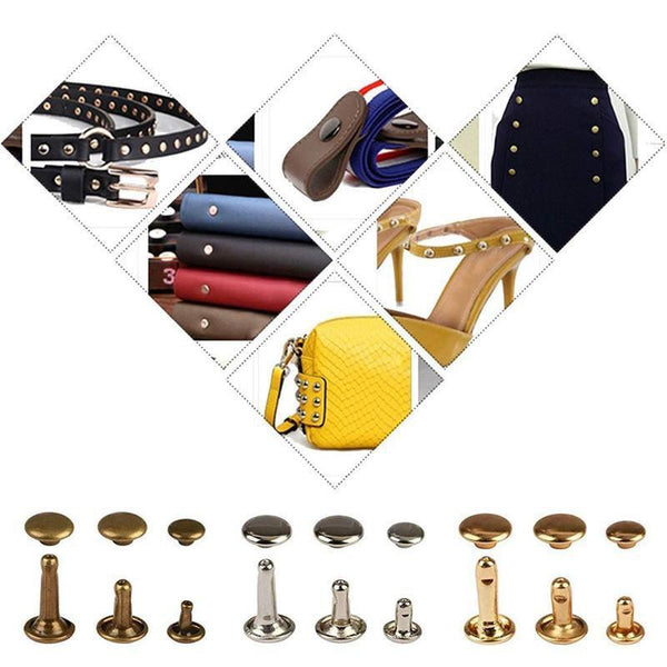 Leather Rivets Tool Metal Stud Set Double Cap Fixing Belt Repair Diy Kit Craft Leather Punching Tools