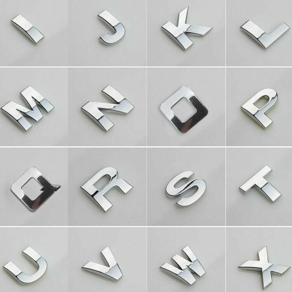 A Z Alphabet Letters Car Sticker Self Adhesive Auto Badge Emblem 3D Chrome Good X Decals & Stickers