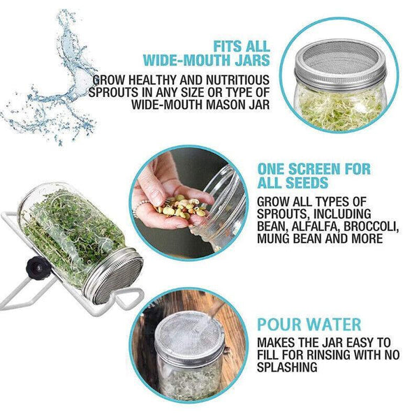 Seed Sprouting Lids Tools Strainer Screen Kits For Wide Mouth Mason Canning Jar 1Set Seed Starter