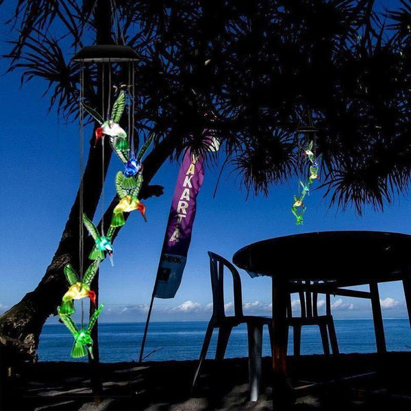 Solar Powered Led Lights Changing Hanging Garden Yard Outdoor Decor Dragonfly Wind Chimes