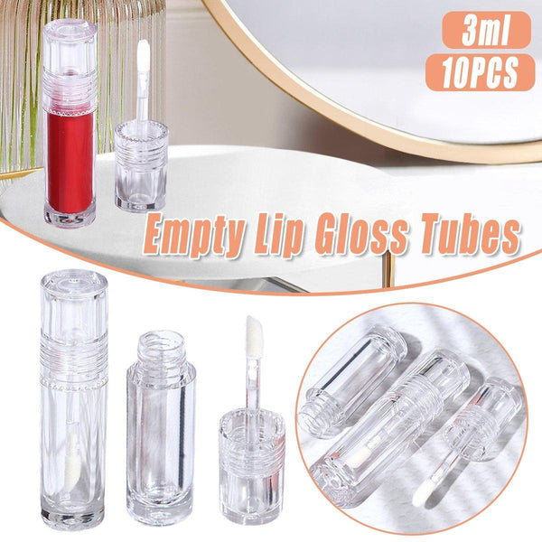 10Pcs 3Ml Transparent Lip Gloss Tubes Small Capacity Glaze Containers Travel Bottles & Containers