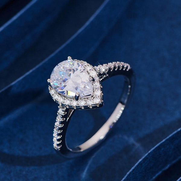 Sparkling Pear Shaped Zircon Cluster Ring Engagement Women Gift 8 Engagement/Wedding Ring Sets