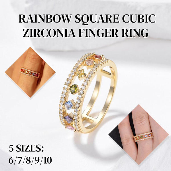 Rainbow Gold Ring Women Fashion Colorful Band Jewelry Gift 6 10 Sizes Rings