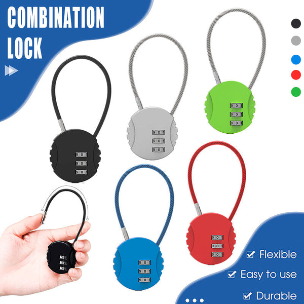 Combination Lock Padlock Locker 3 Digit Security Bike Suitcase Luggage Bag Black Combination Padlocks