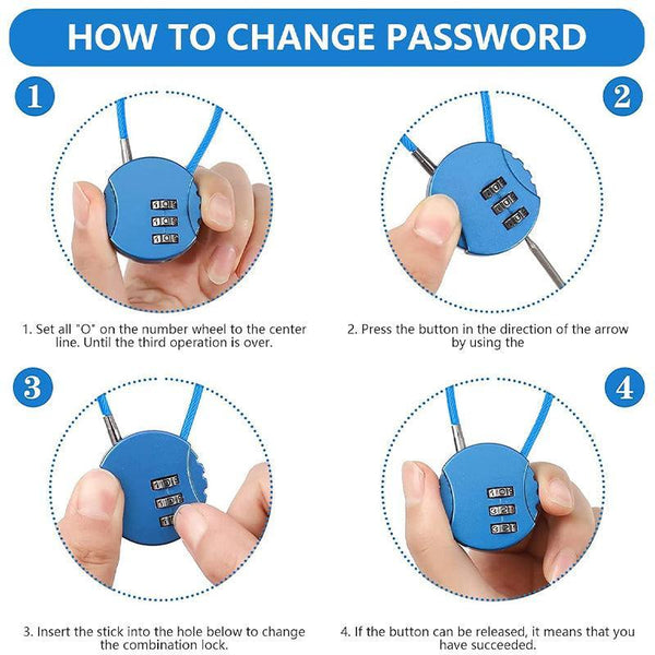 Combination Lock Padlock Locker 3 Digit Security Bike Suitcase Luggage Bag Blue Combination Padlocks