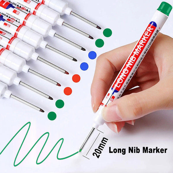 6Pcs Long Head Deep Hole Nosed Marker Multifunction Drill Art Pens & Markers