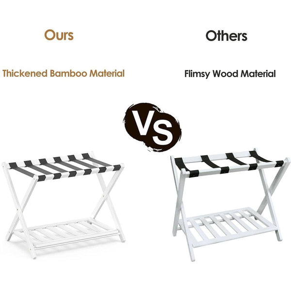 Foldable Luggage Rack Stand Portable Black Storage Shelf For Bedroom Travel Garment Racks