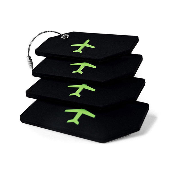 5Pcs High Quality Silicone Name Address Boarding Pass Travel Id Black Luggage Tags