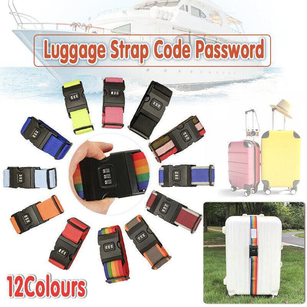 Luggage Strap Code Password Travel Suitcase Secure Lock Safe Nylon Packing Belt Other Travel Accessories