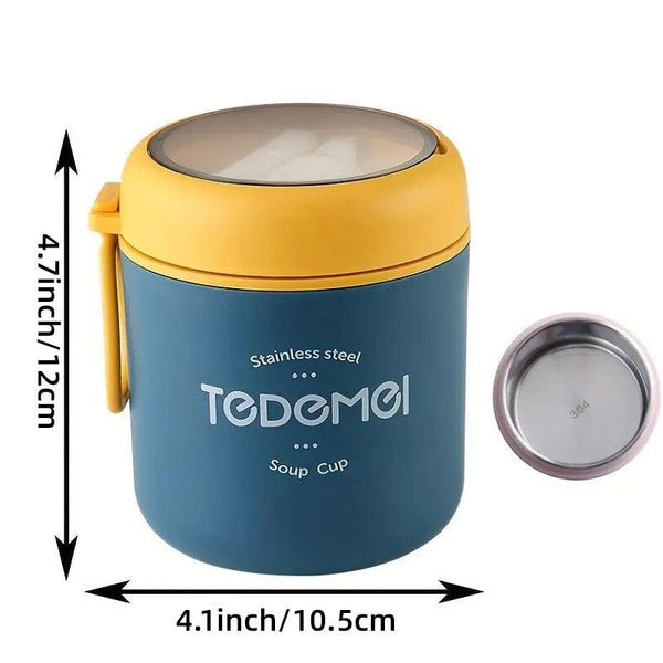 530Ml Stainless Steel Insulated Lunch Box Portable Food Storage Mug Soup Meals Blue Lunchboxes & Bags