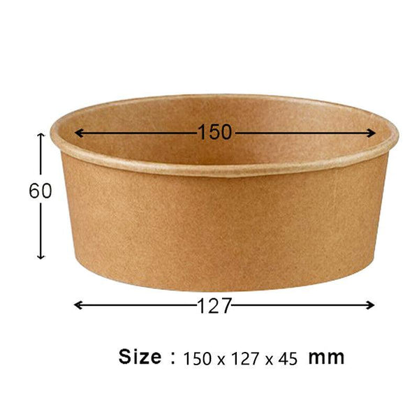 Take Away Kraft Paper Salad Bowl Food Grade Takeout Tableware With Lid 50Pcs 500Ml Bowls