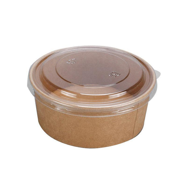 Take Away Kraft Paper Salad Bowl Food Grade Takeout Tableware With Lid 50Pcs 500Ml Bowls