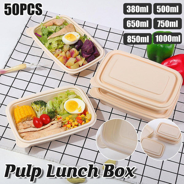 50Pcs Eco Friendly Corn Starch Lunch Box Degradable Takeout Bento Container 750Ml Lunchboxes