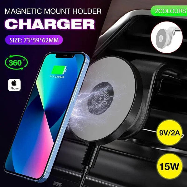 Wireless 15W Magnetic Car Mount Holder Charger For Iphone 13 12 Pro Max Magsafe Black Chargers & Cradles