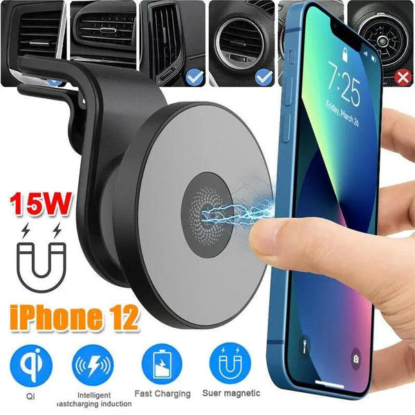 Wireless 15W Magnetic Car Mount Holder Charger For Iphone 13 12 Pro Max Magsafe Black Chargers & Cradles