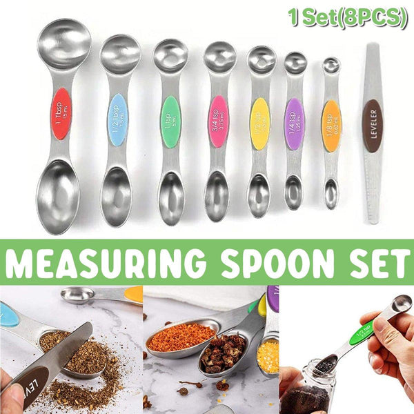 8Pcs Stainless Steel Dual Head Measuring Spoon Set Kitchen Baking Cooking Tools Measuring Cups Jugs & Spoons